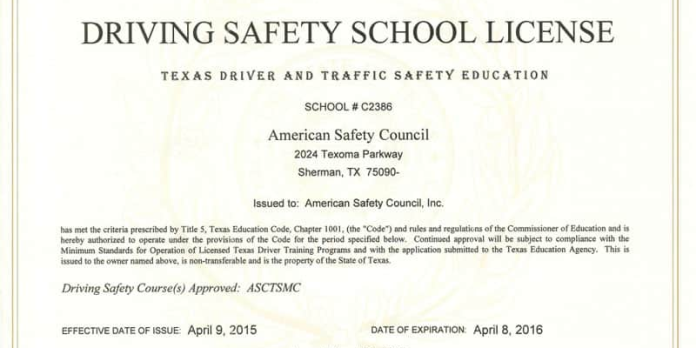 texas education agency approved driving safety course